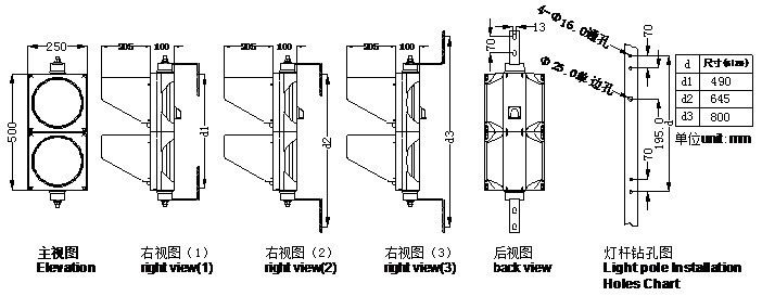 交通指示灯尺寸图