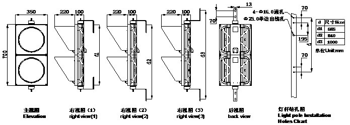 交通指示灯尺寸