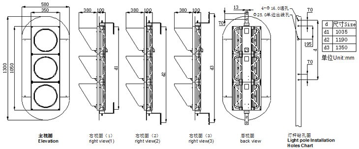 交通信号灯尺寸图