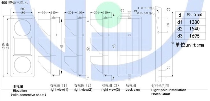 交通信号灯尺寸图